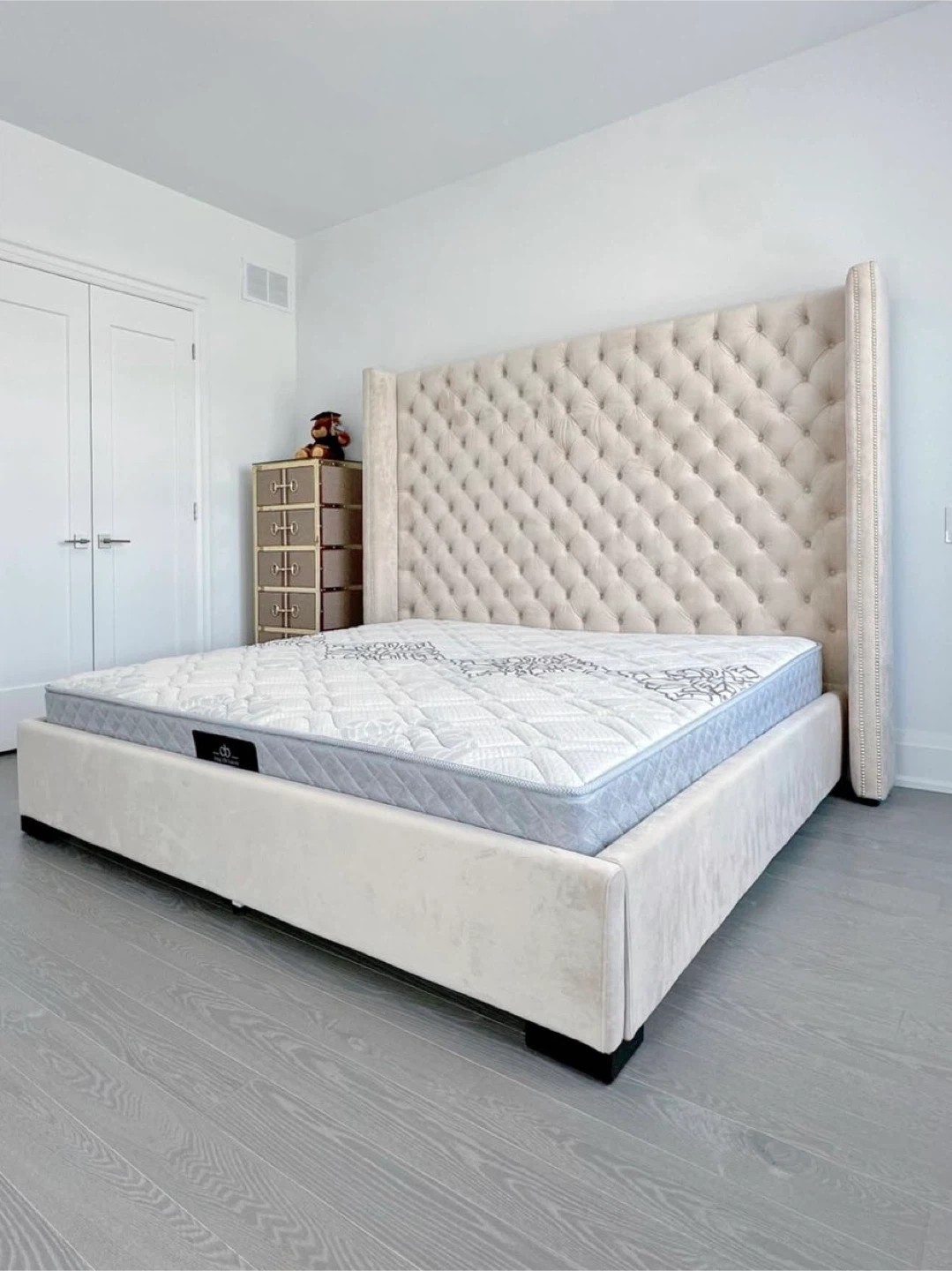Luxury Velvet Upholstered Wingback Bed Frame