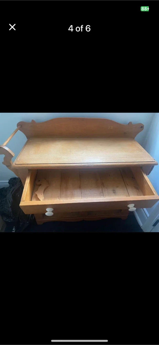 Wooden Cabinet with Wicker Baskets thumbnail