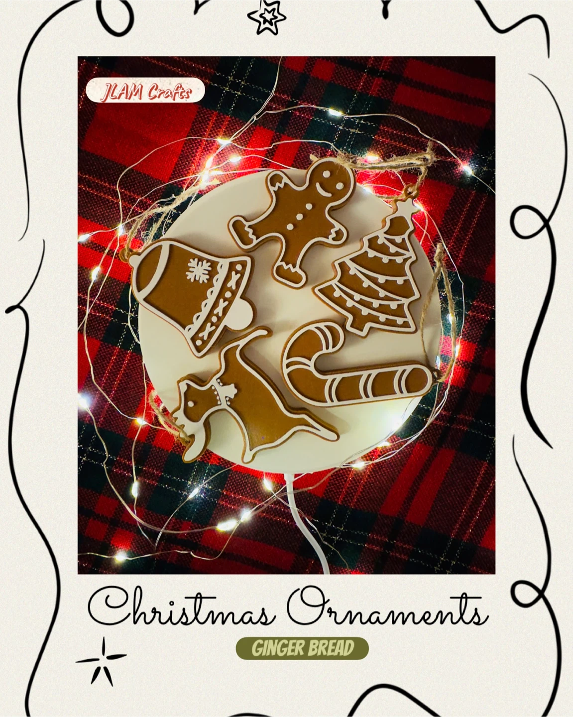 Gingerbread Christmas Ornaments 🎄🎅 (5pcs per set)