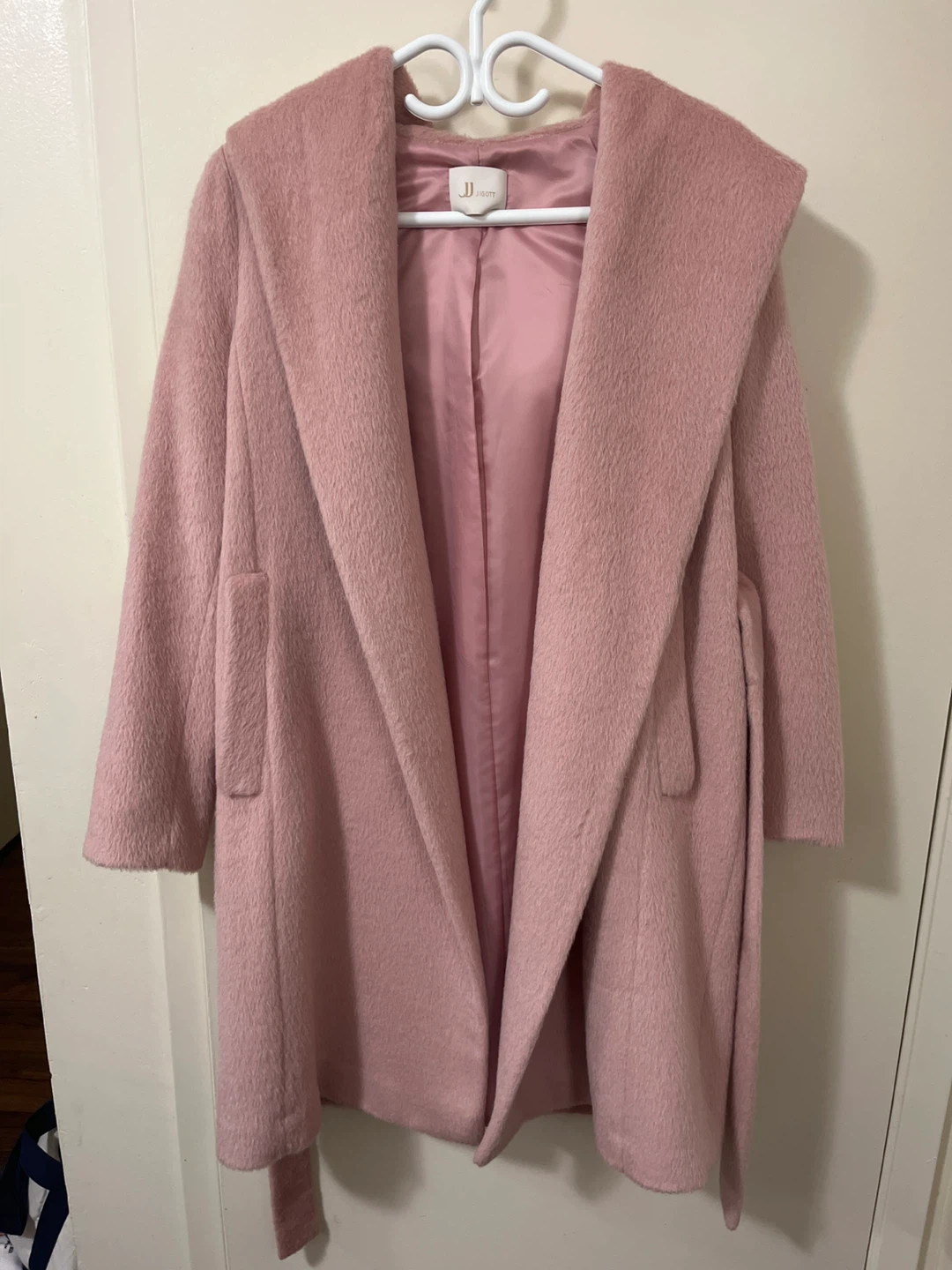 Jigott Pink Wool Blend Hooded Coat