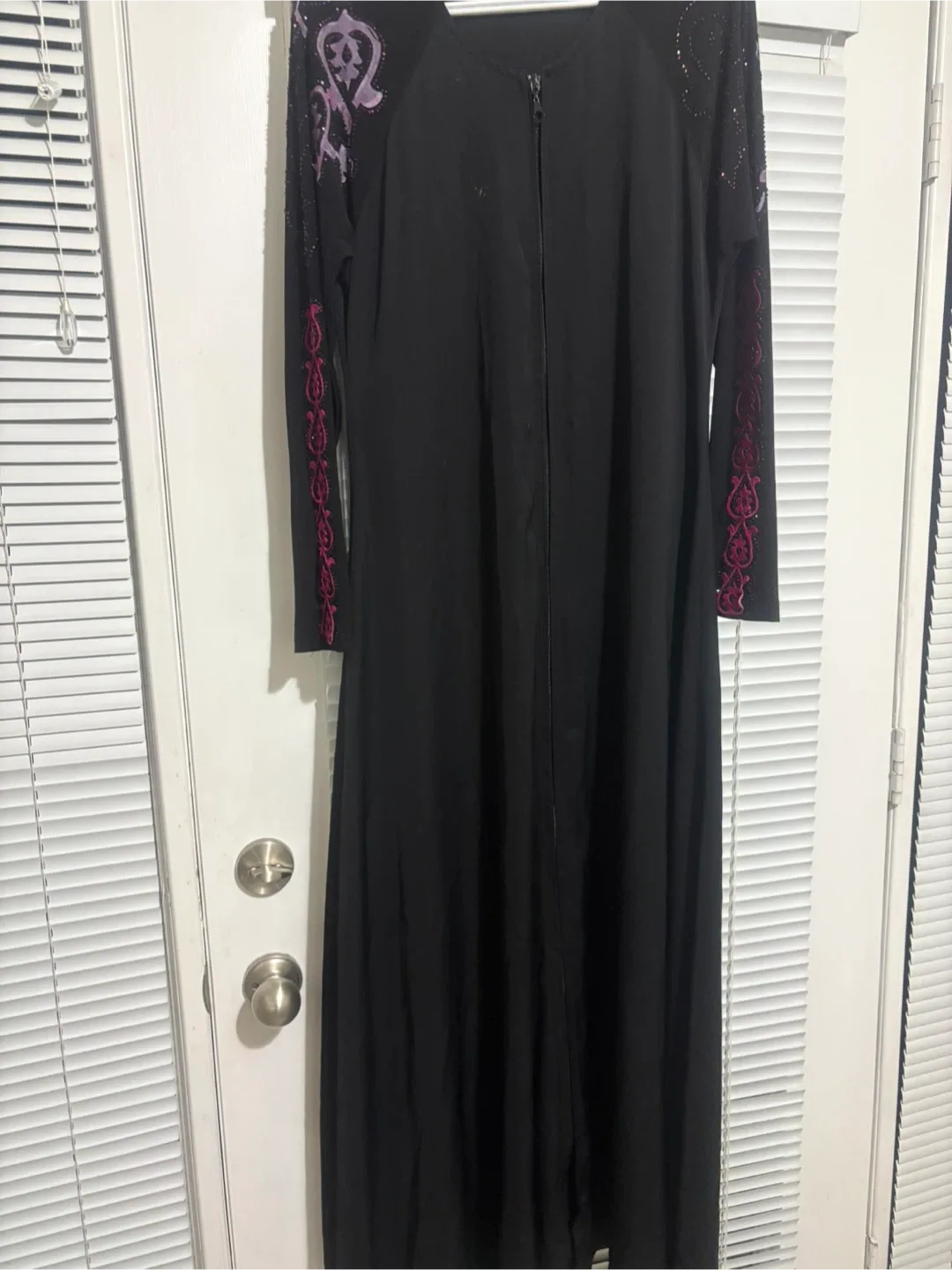 Black Abaya with Pink Embellishments