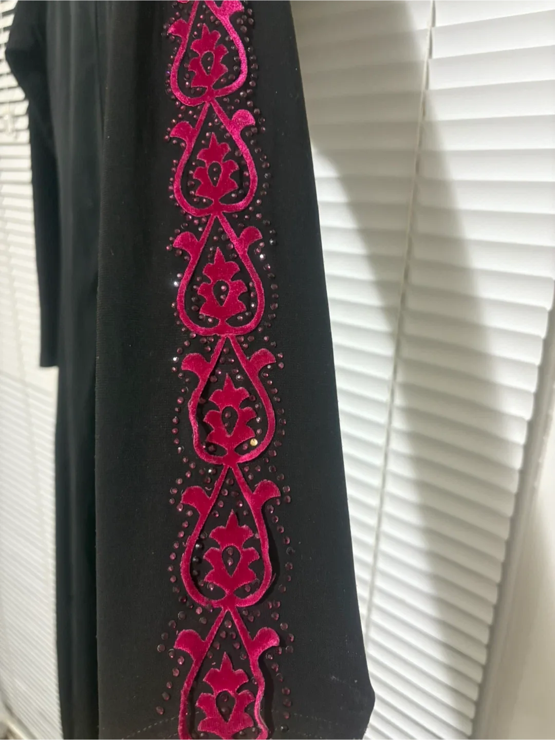 Black Abaya with Pink Embellishments image indicator(3)