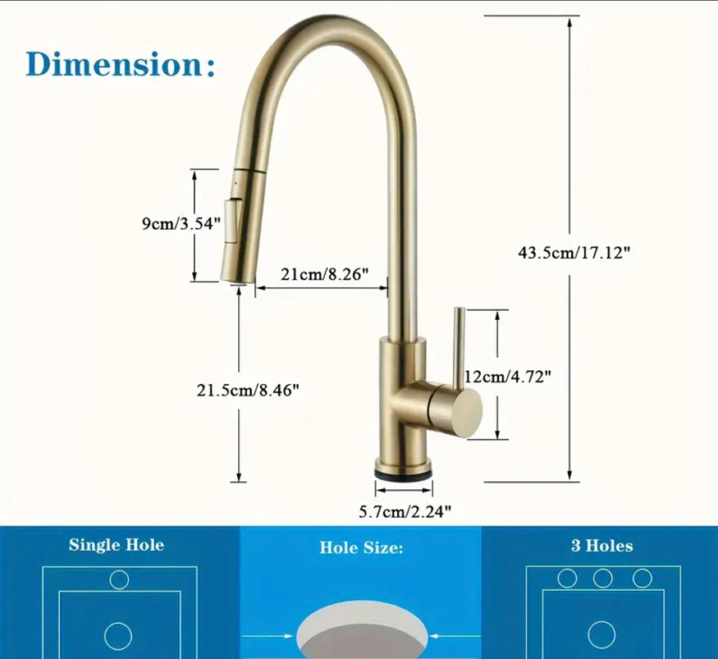 Gold Kitchen Faucet with Pull Down Sprayer - photo 3