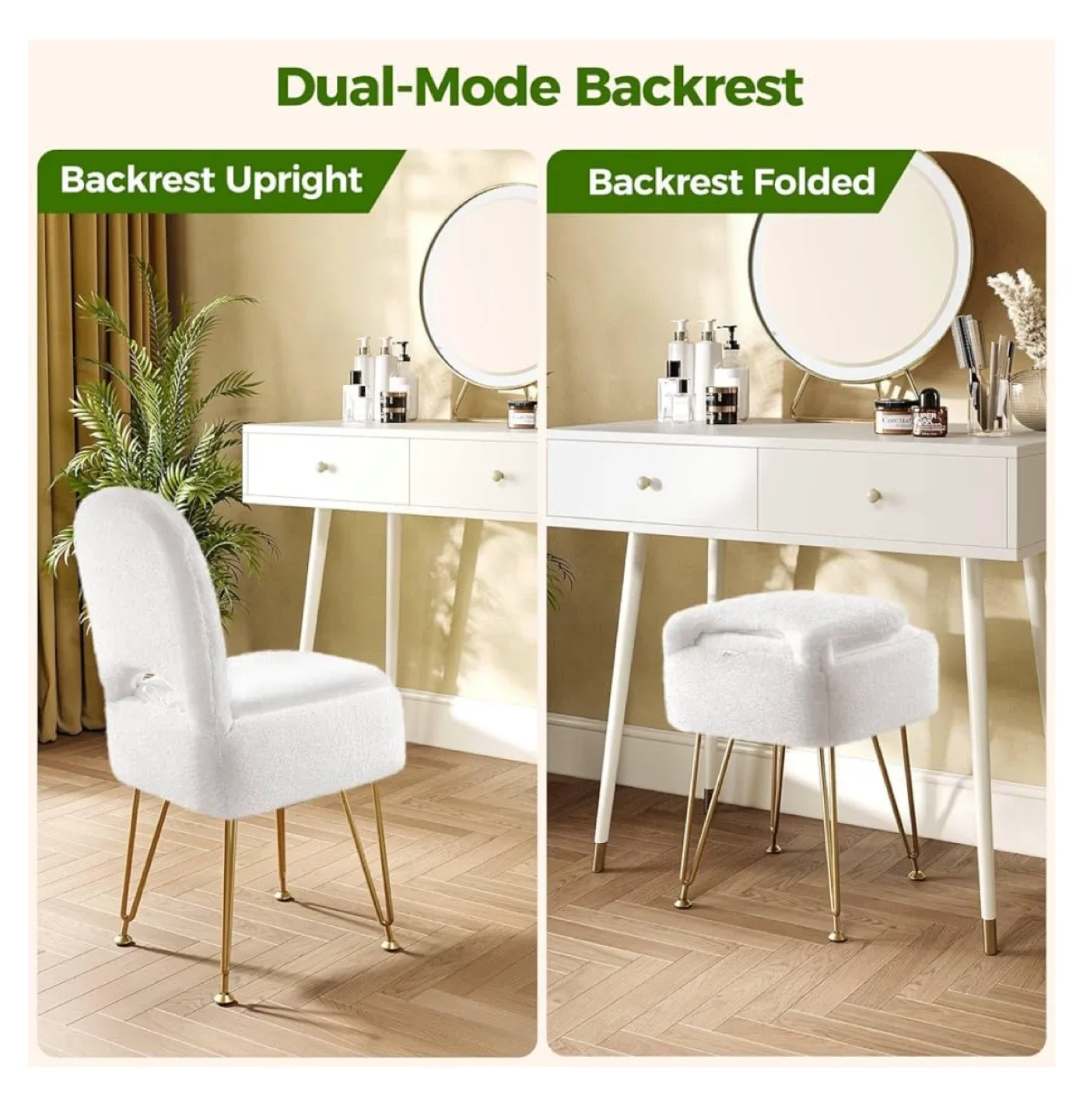 White Vanity Chair with Storage image indicator(6)
