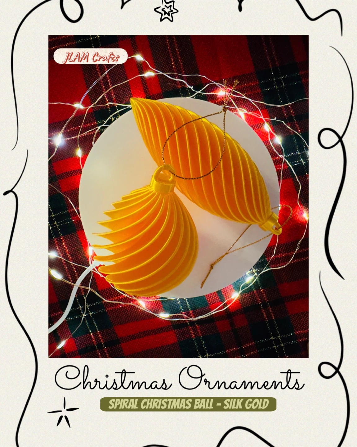 Spiral Christmas Ball - Silk White and Gold (4 pcs per set) ✨🎄 - photo 2