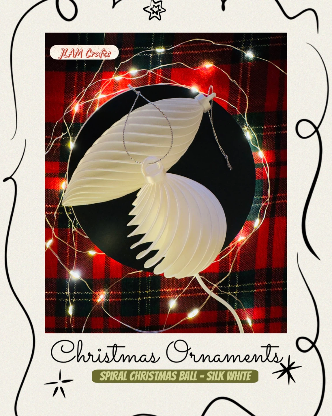 Spiral Christmas Ball - Silk White and Gold (4 pcs per set) ✨🎄
