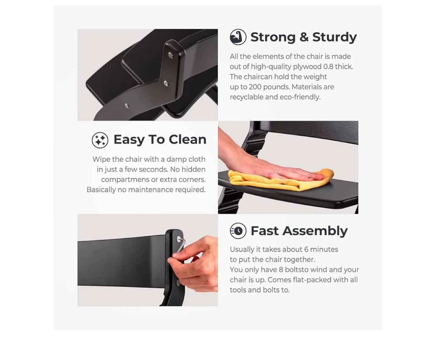 Fornel Adjustable Wooden High Chair - Black image indicator(3)