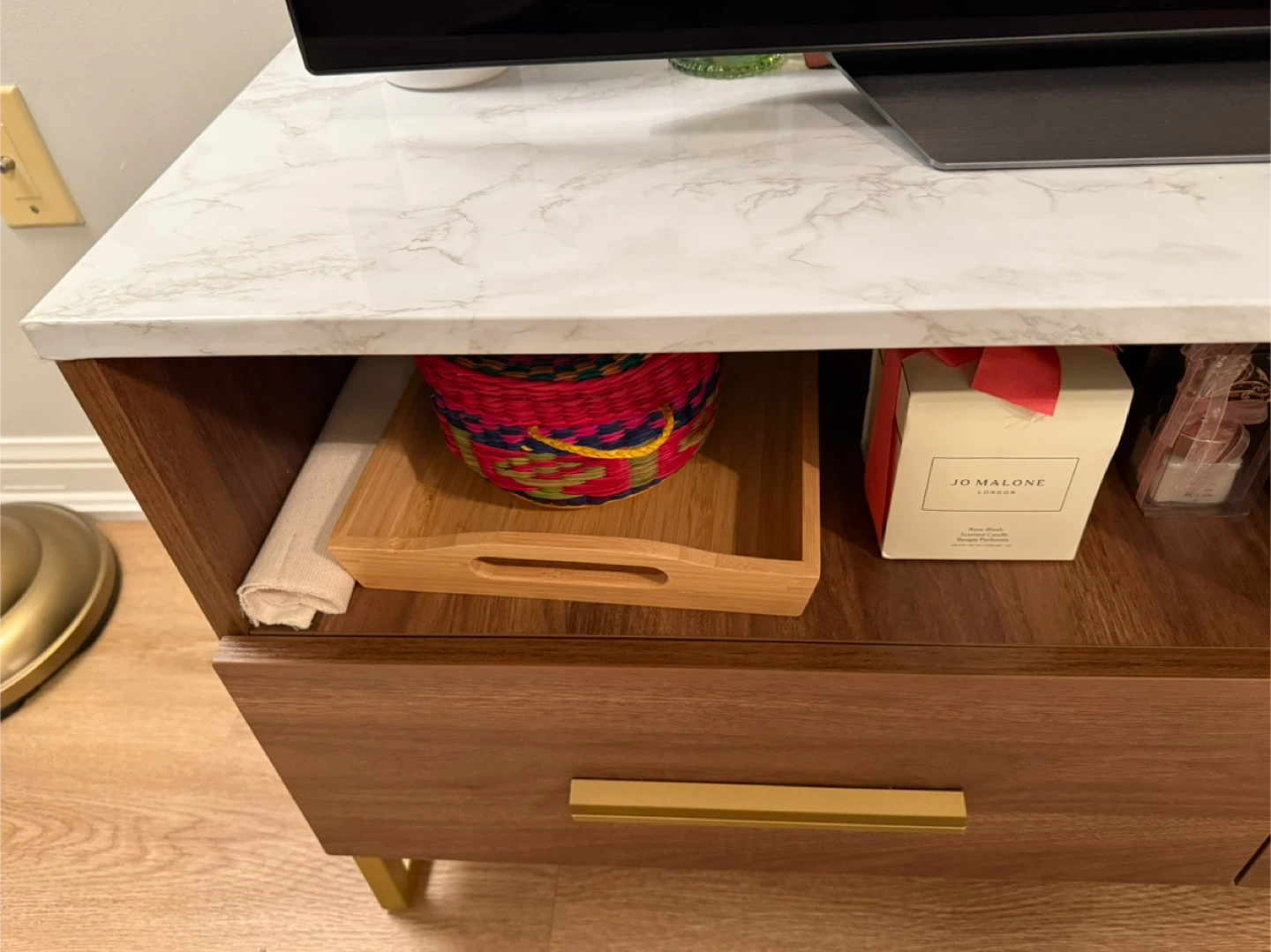 Wood TV Stand with Marble design Top - photo 5