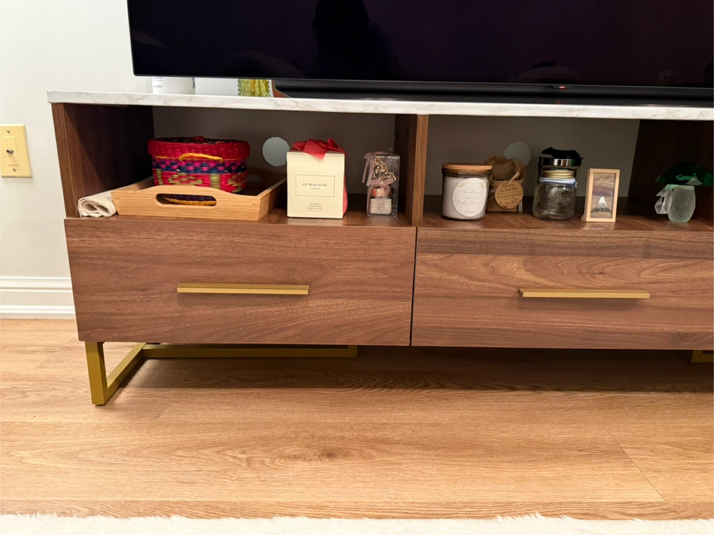 Wood TV Stand with Marble design Top - photo 4