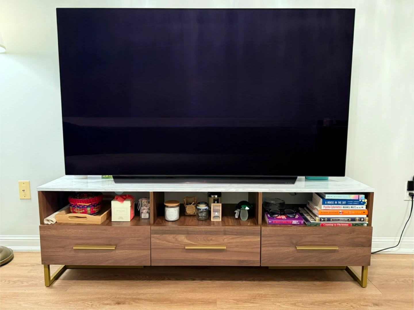 Wood TV Stand with Marble design Top - photo 3