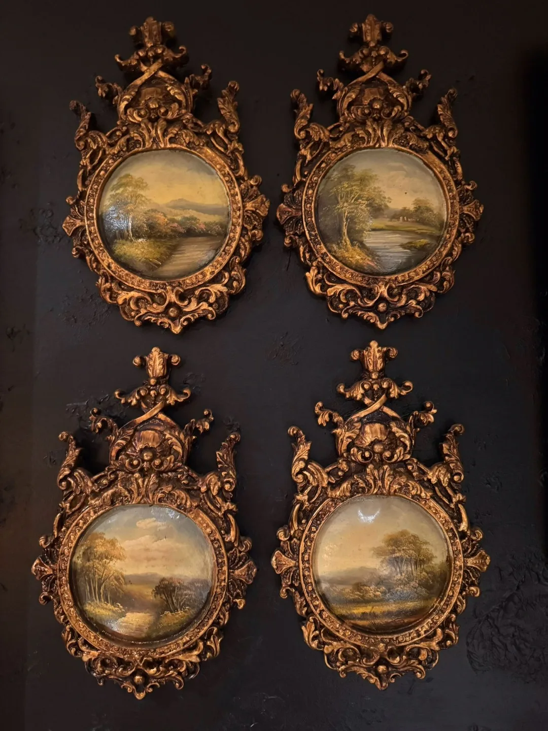 Vintage Ornate Framed Wall Art, set of six