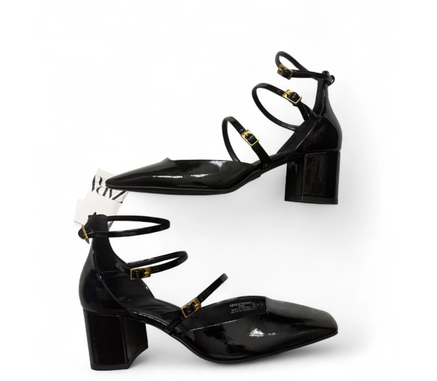 Zara Black Patent Heels - Size 9