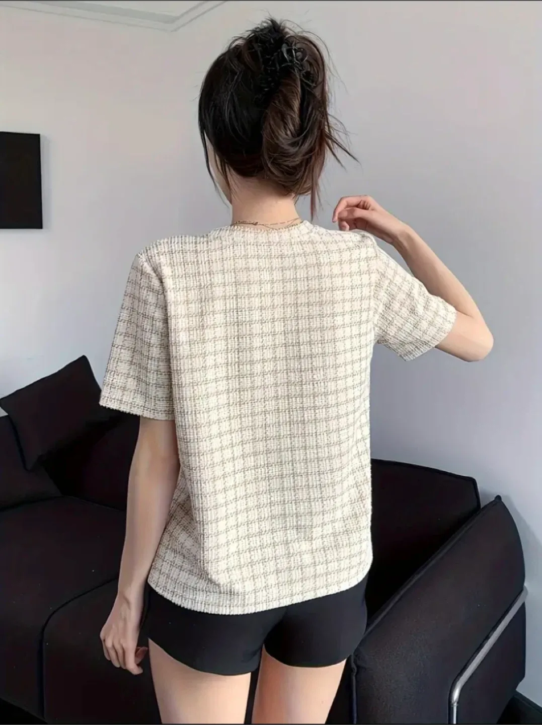 Brand New Chanel Inspired Tweed Short Sleeve Top image indicator(2)