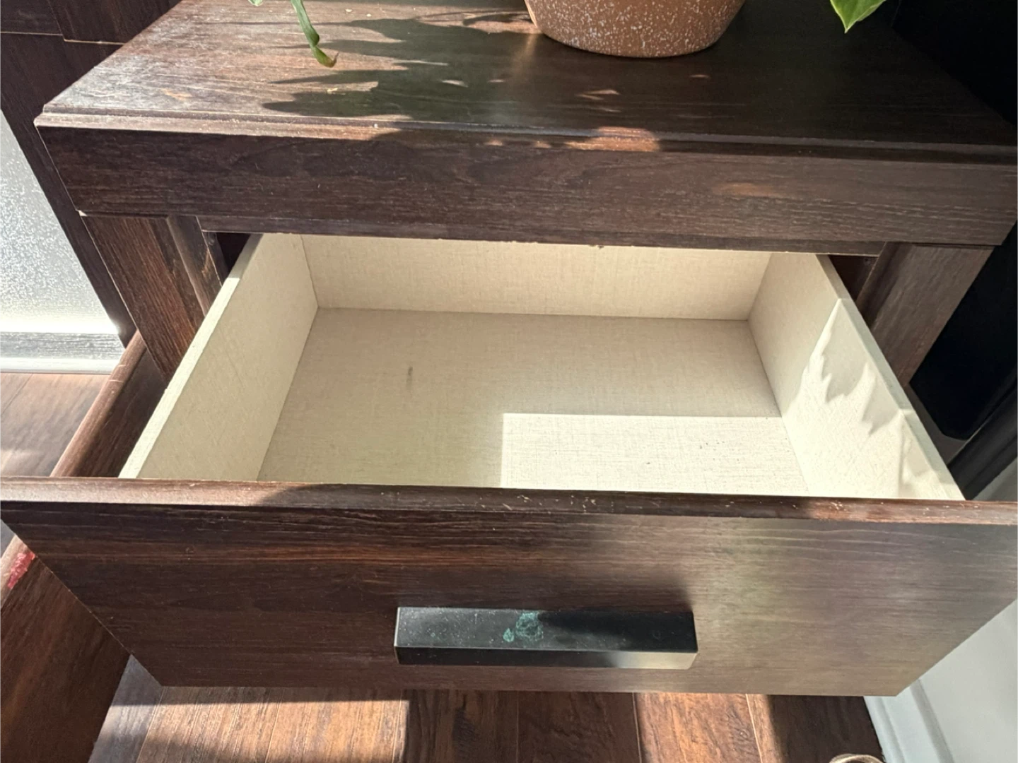 Dark Brown Wood 2-Drawer Nightstand - photo 2