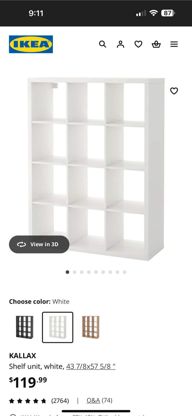 IKEA KALLAX White Shelf Unit (43 7/8x57 5/8")