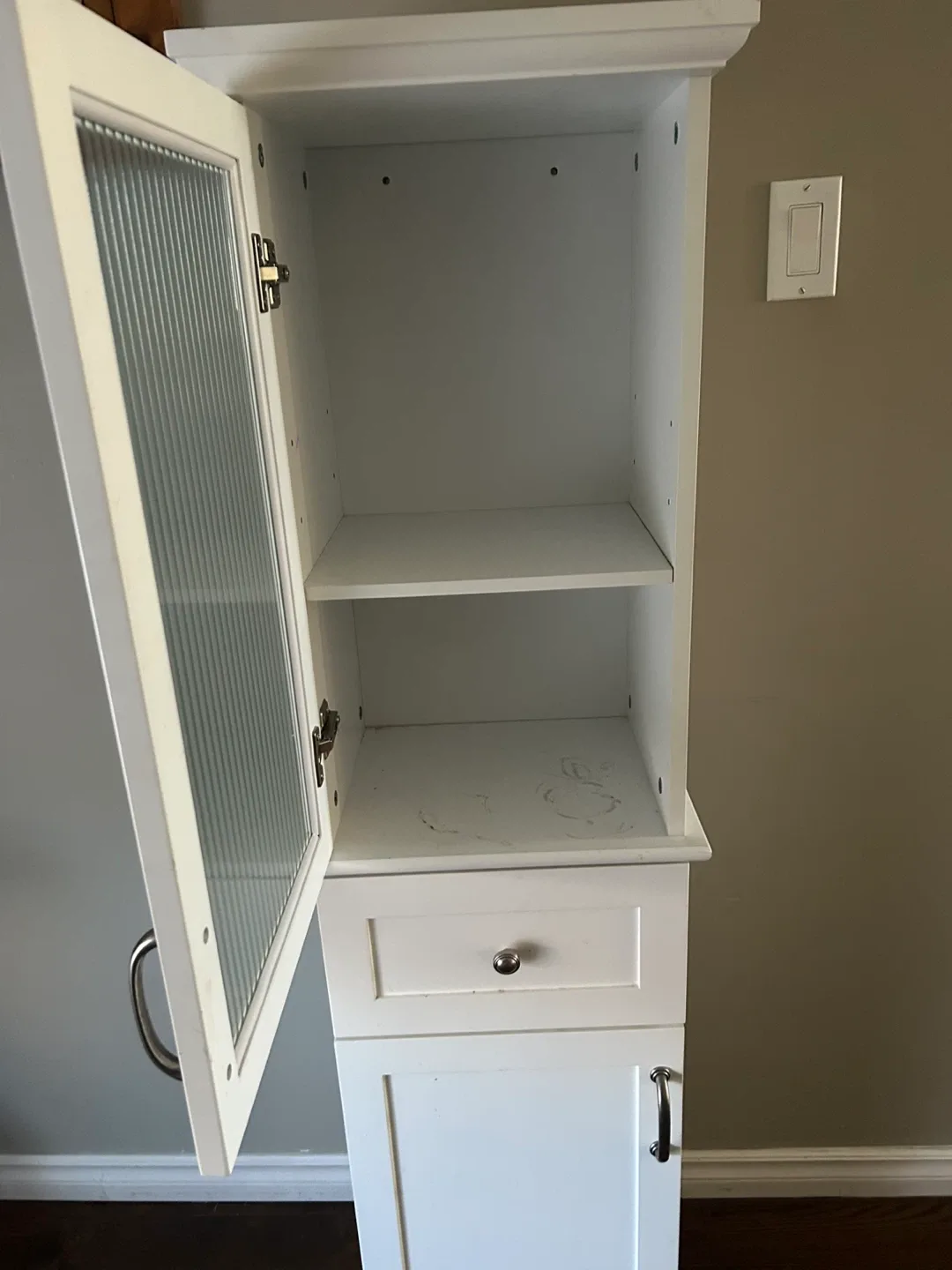 White Bathroom Cabinet with Glass Door🥕 image indicator(2)