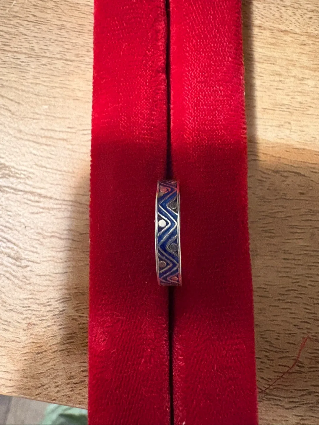 Silver Ring with Blue Enamel Design image indicator(2)