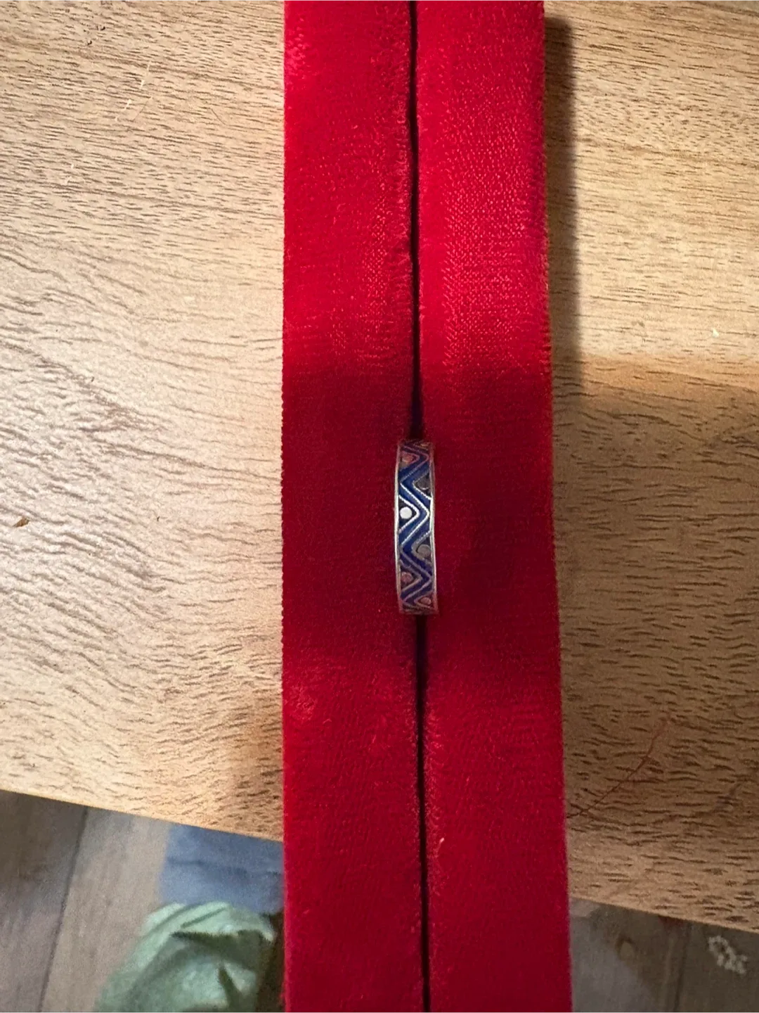 Silver Ring with Blue Enamel Design image indicator(5)