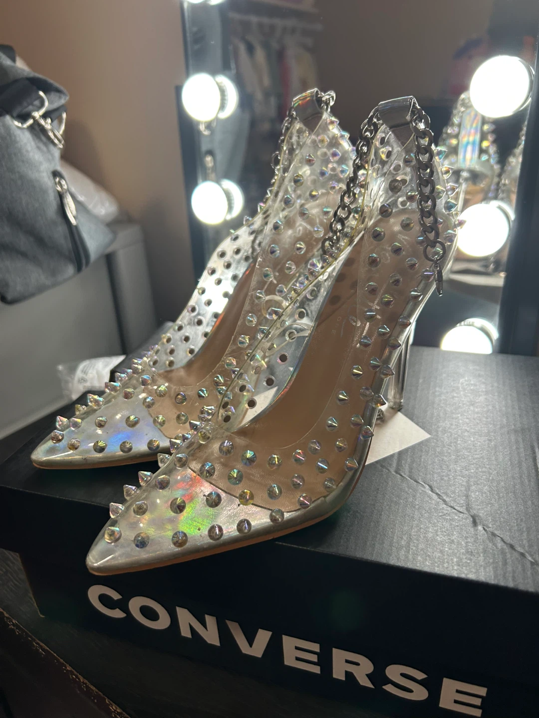 Transparent Studded Heels 🥕