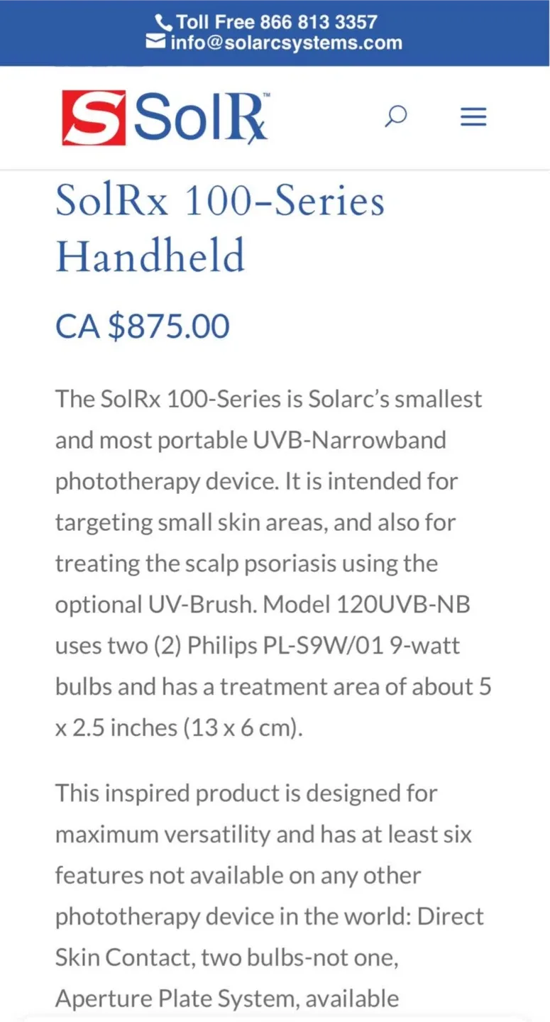 SolRx 100-Series Handheld UVB-Narrowband Phototherapy Device image indicator(3)