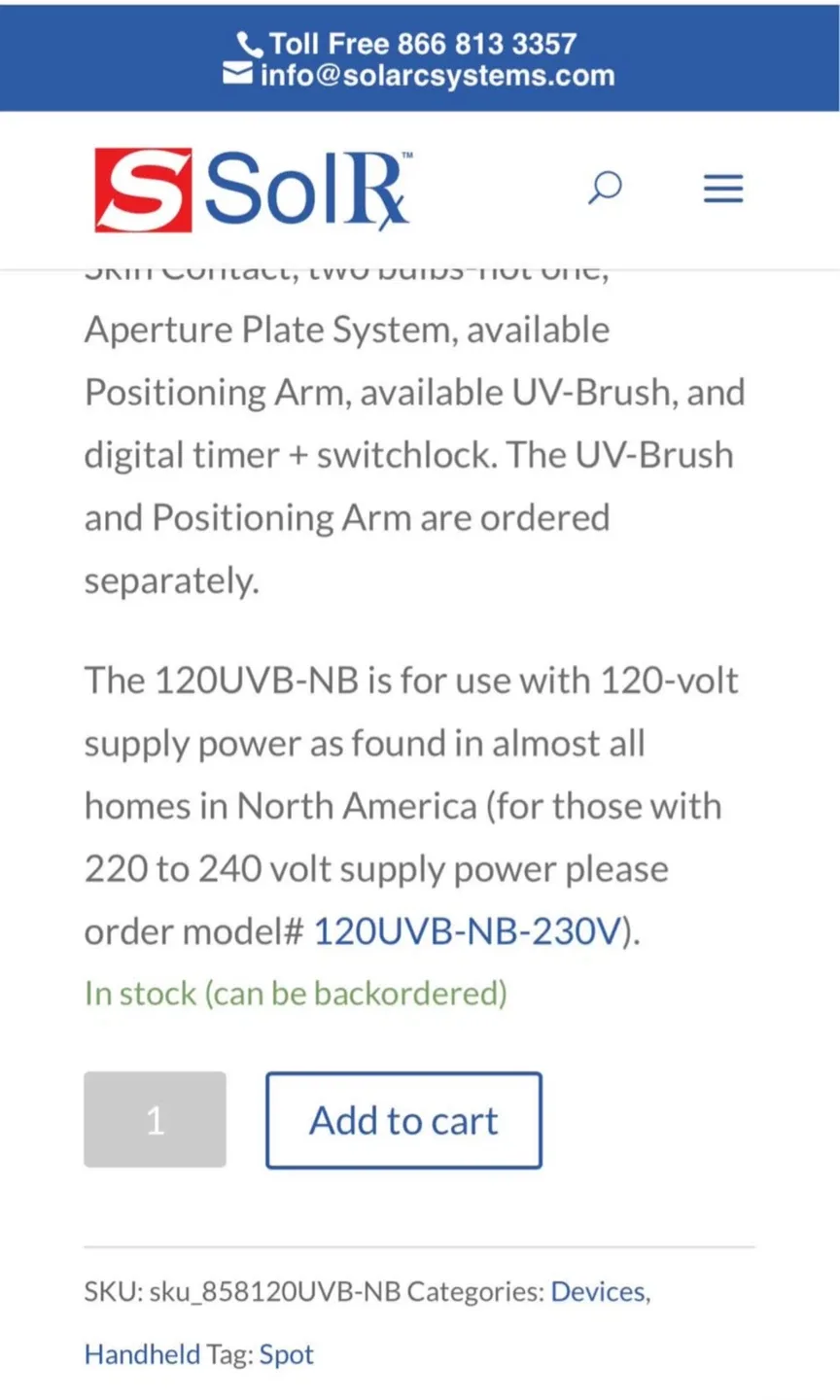 SolRx 100-Series Handheld UVB-Narrowband Phototherapy Device image indicator(4)