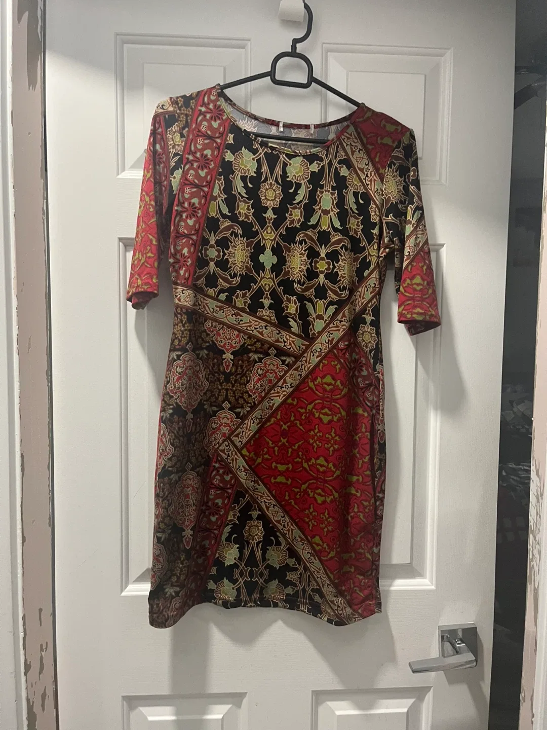 Patterned Dress - Red, Black, and Gold image indicator(2)