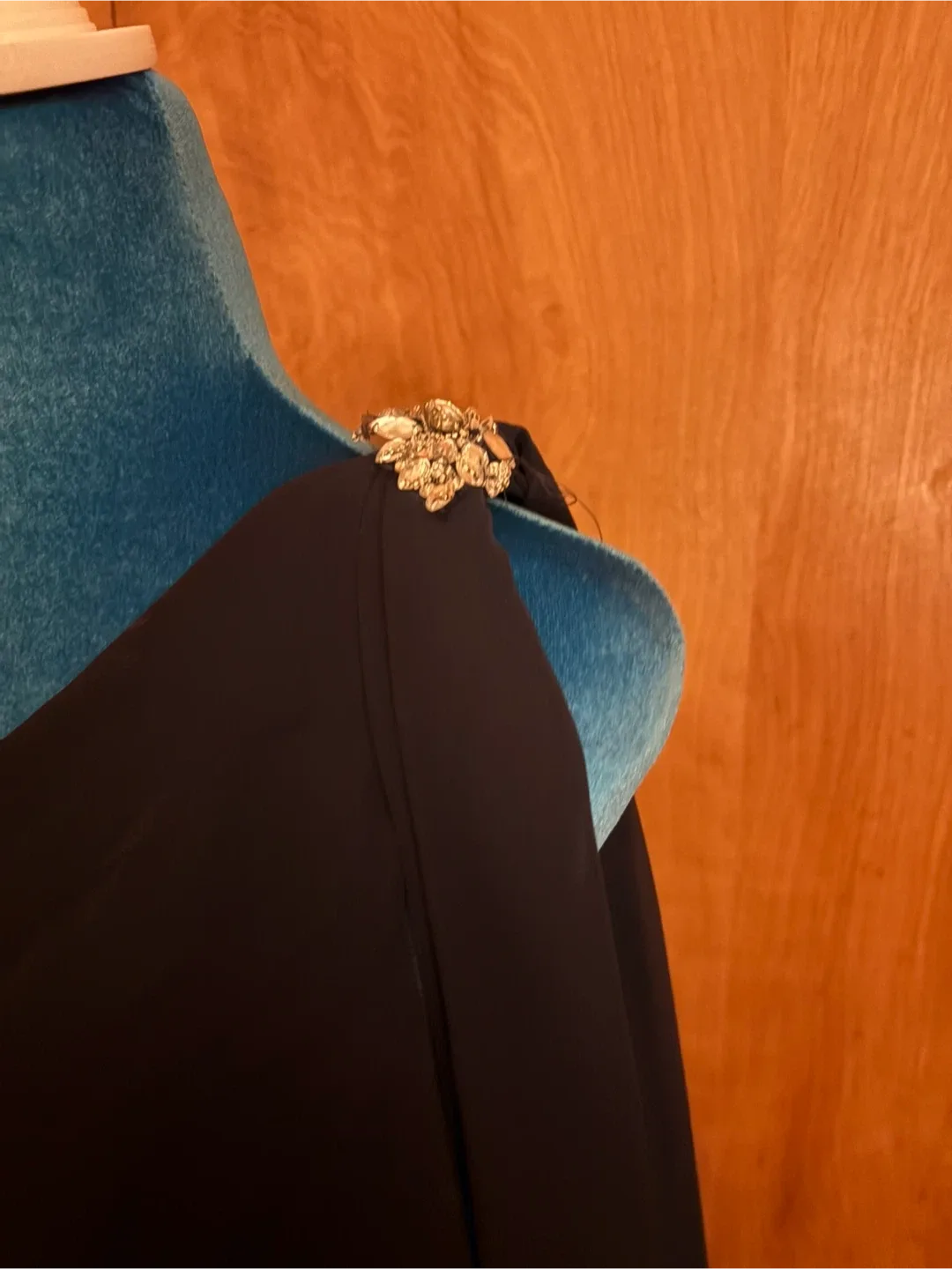 Elegant  navy blue One-Shoulder Dress image indicator(4)