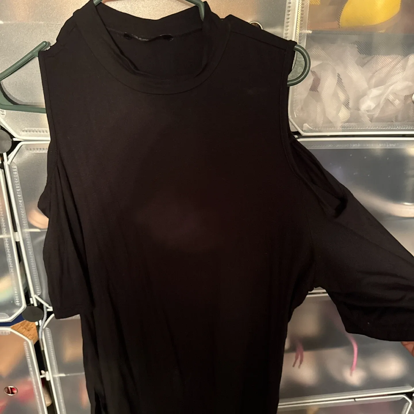Shein Curve Black Cold Shoulder Top - 0XL image indicator(2)
