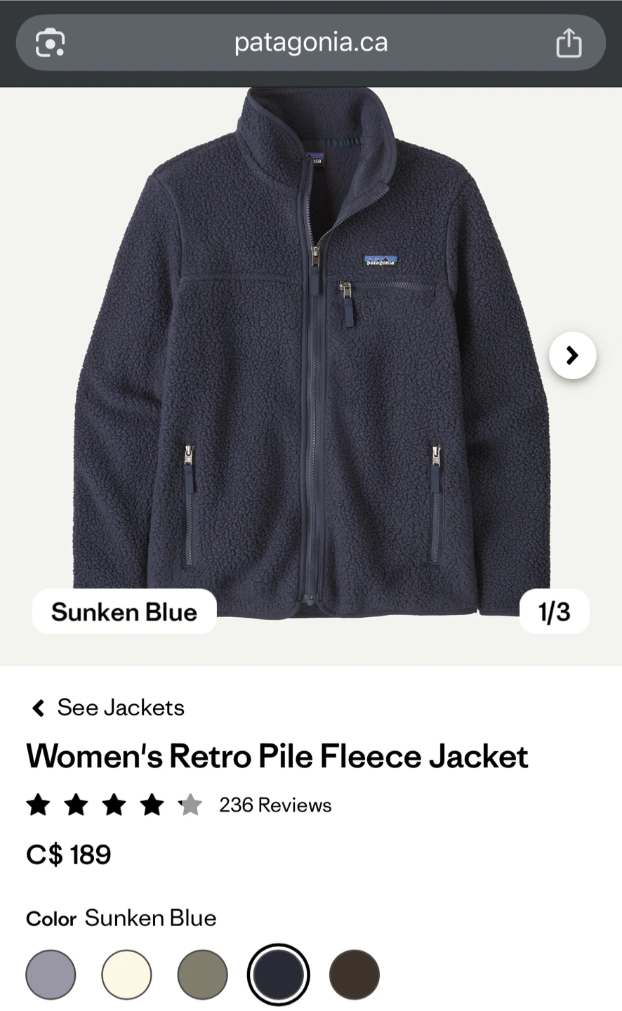 Patagonia Women’s Retro Pile Fleece Jacket - Navy, Size M - photo 4