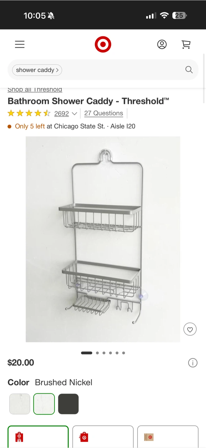 Threshold Bathroom Shower Caddy - Brushed Nickel - photo 2