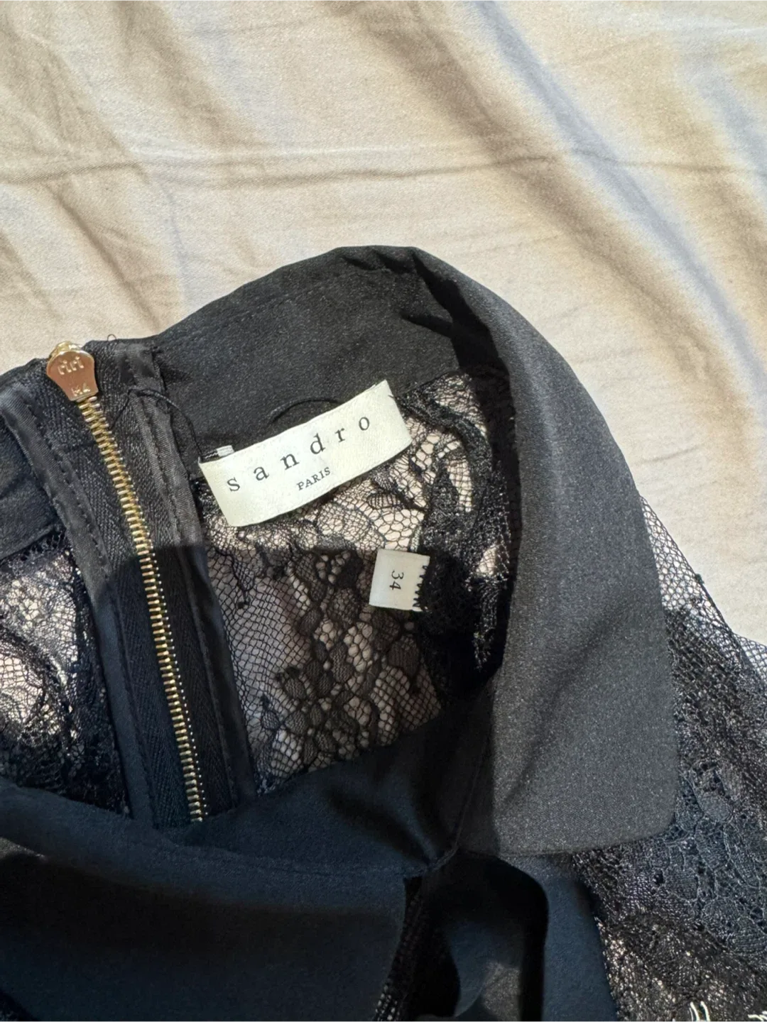 Sandro Paris Black & White Lace Dress - Size 34 image indicator(4)