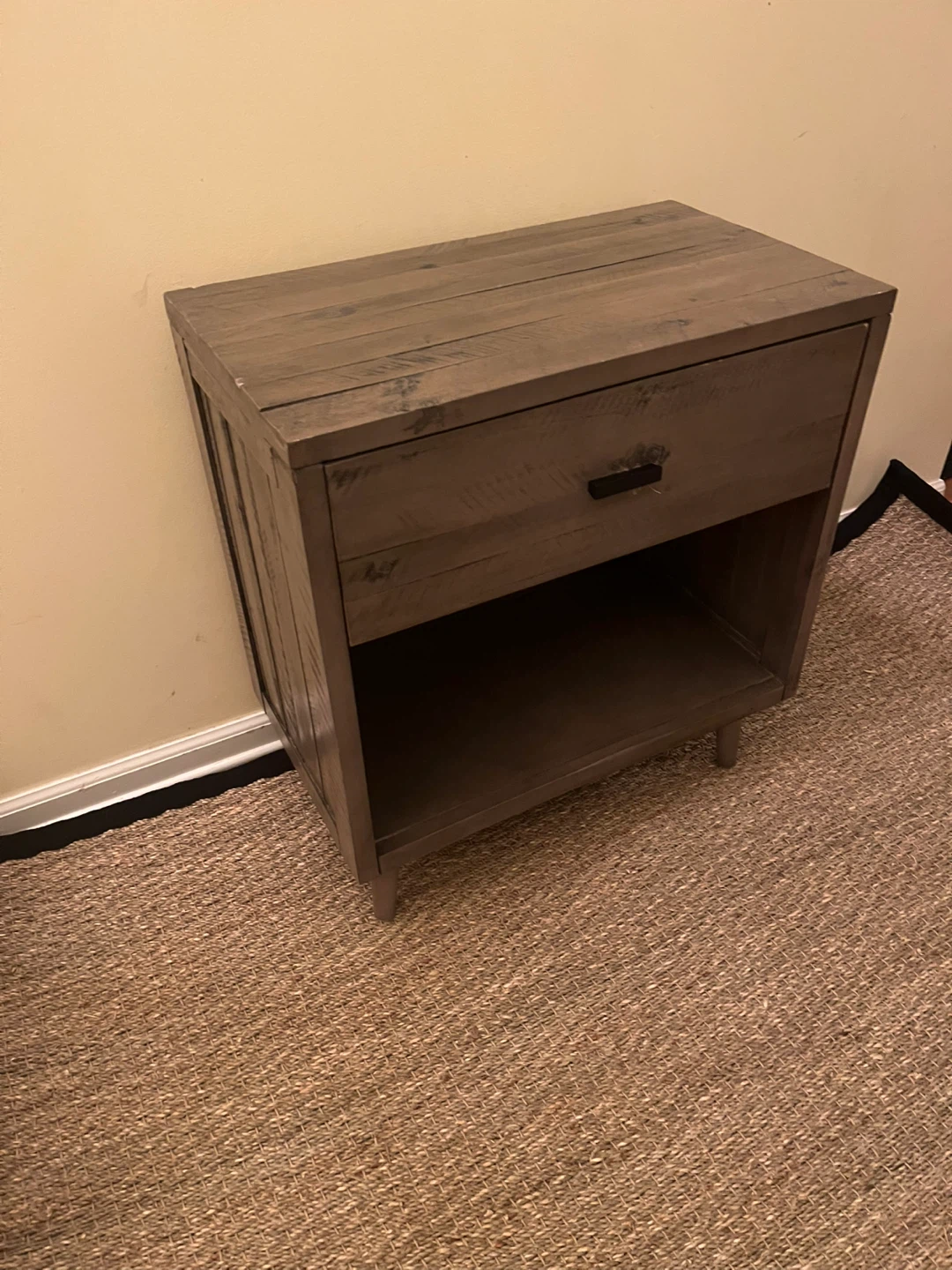 ❄️Rustic Wood Nightstand with Drawer - photo 2