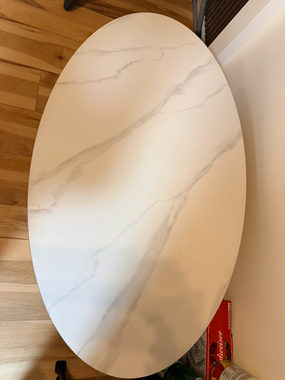 Oval Marble Top Coffee Table with Gold Base - photo 3