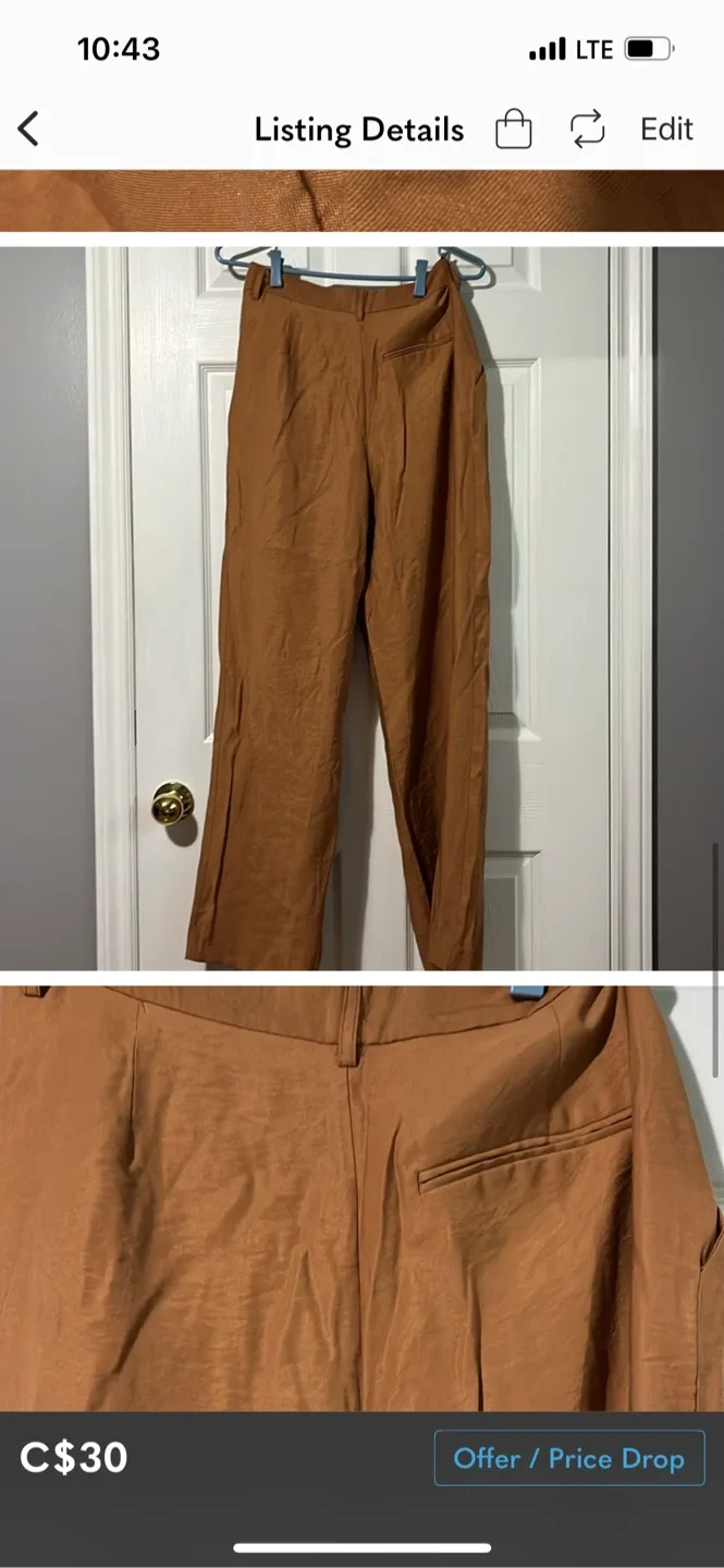 Brand new Zara Brown Wide Leg Pants - Size S image indicator(6)