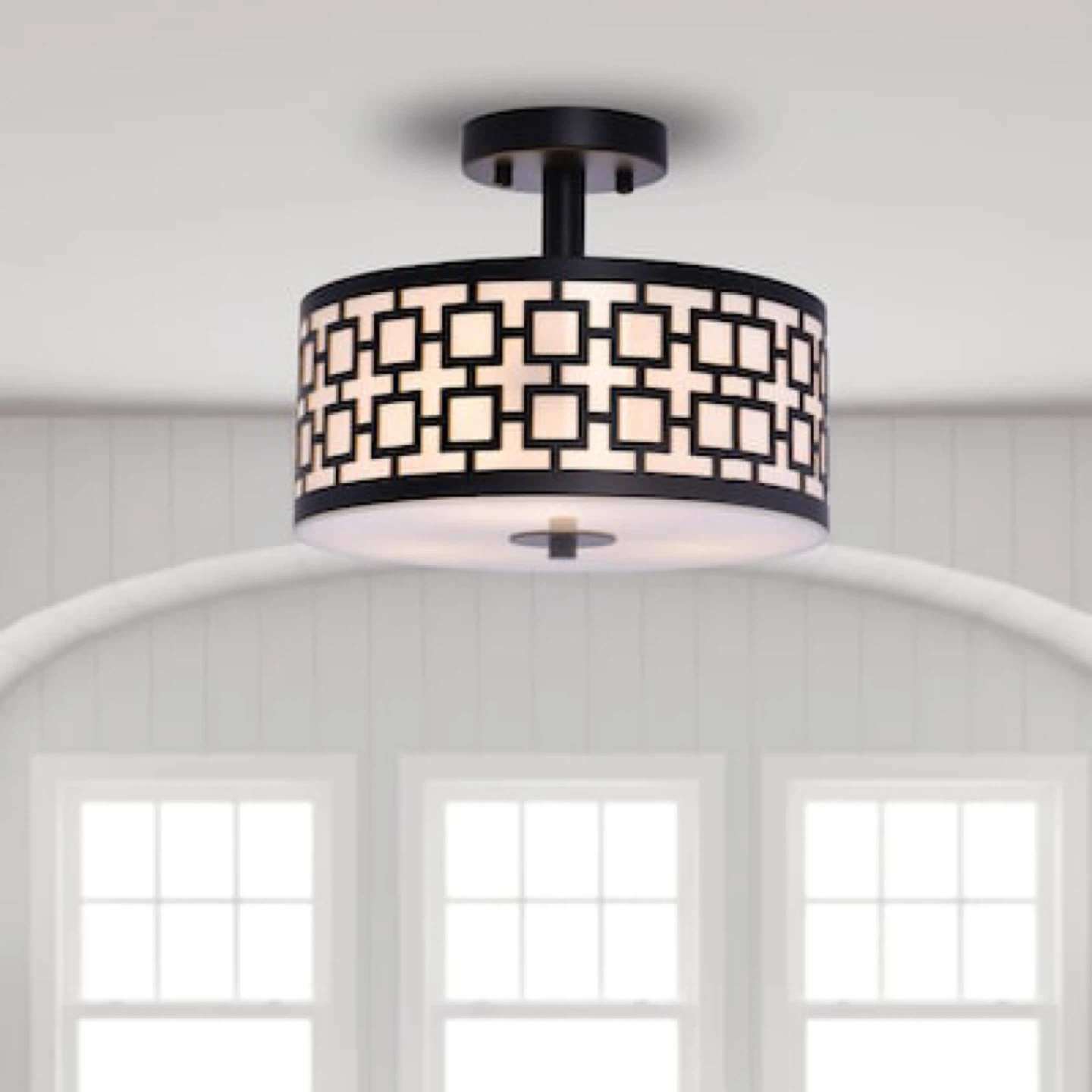 Black Geometric Pattern Flush Mount Ceiling Light - photo 4