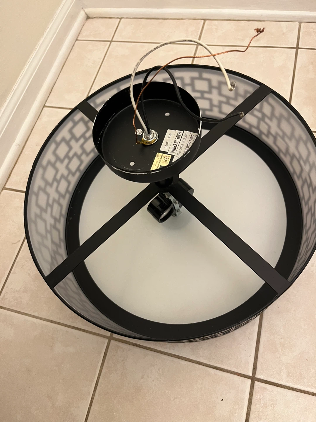 Black Geometric Pattern Flush Mount Ceiling Light - photo 2