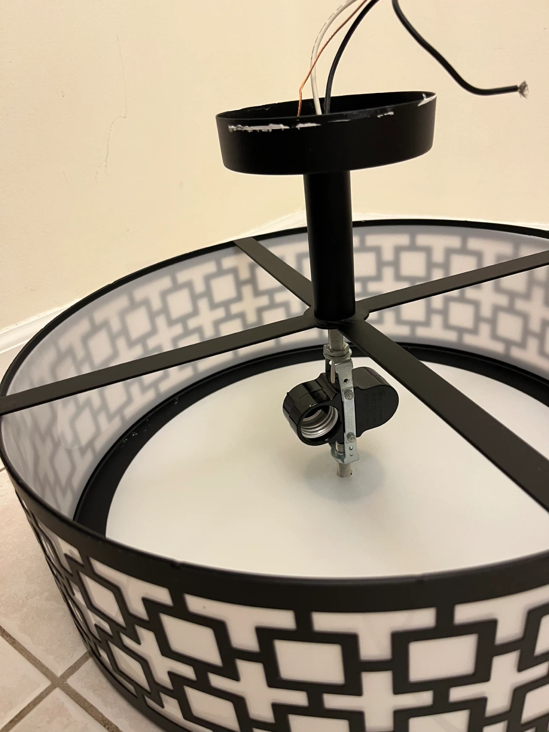 Black Geometric Pattern Flush Mount Ceiling Light - photo 3