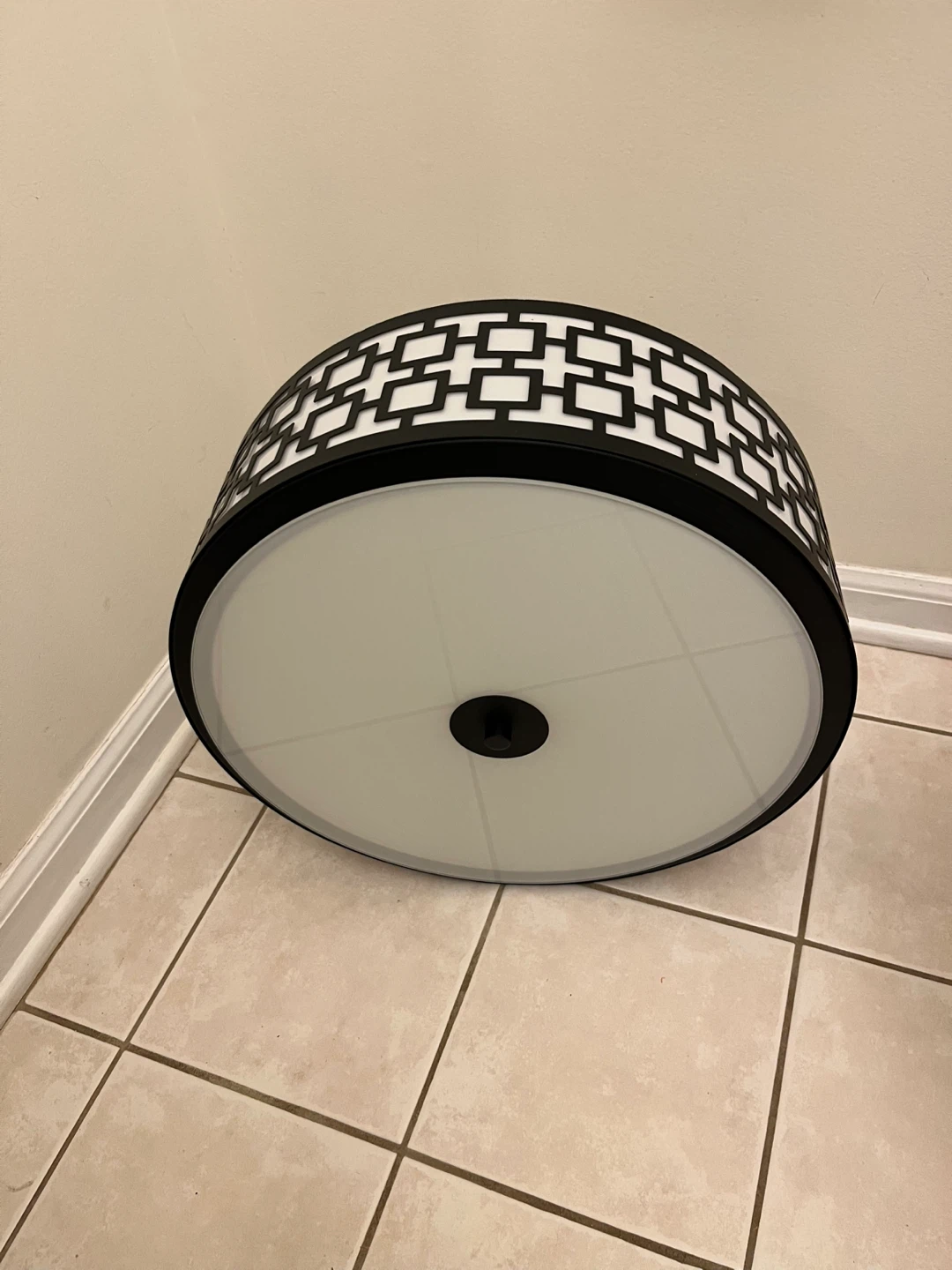 Black Geometric Pattern Flush Mount Ceiling Light