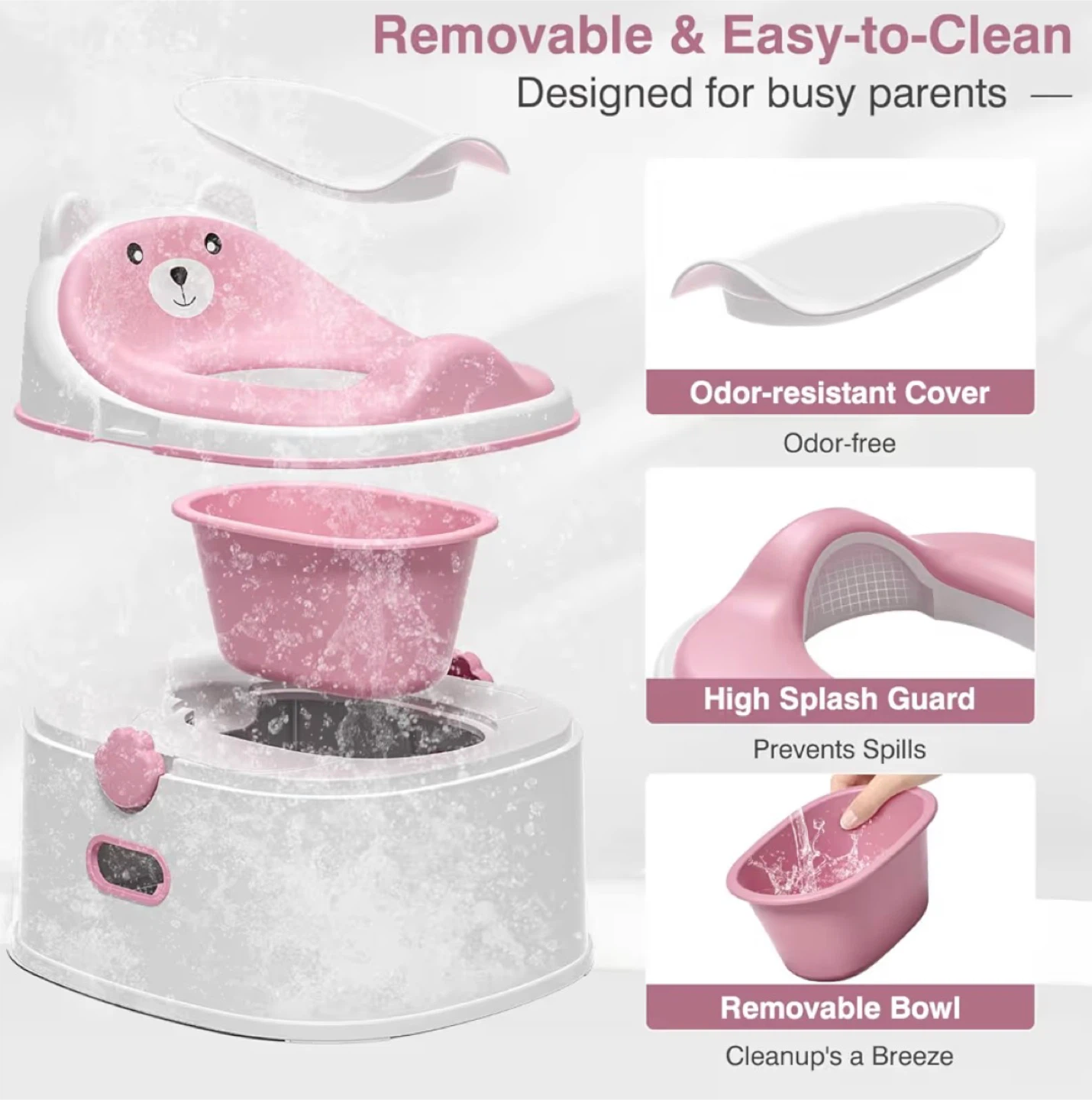 3-in-1 Toilet Potty Seat & Step Stool - Pink & White - photo 4