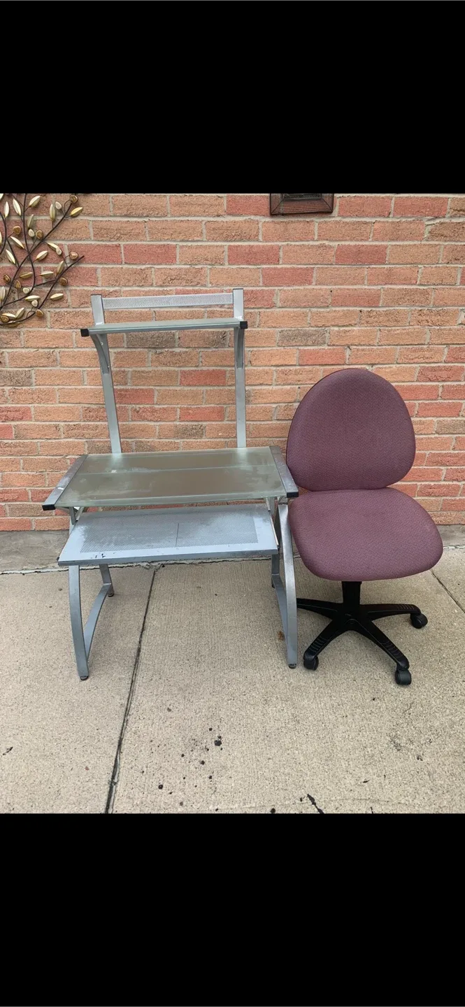 Computer Desk with Sliding Keyboard and Cushion Chair image indicator(5)