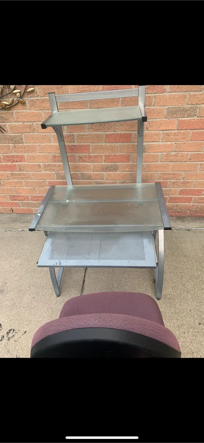 Computer Desk with Sliding Keyboard and Cushion Chair image indicator(6)