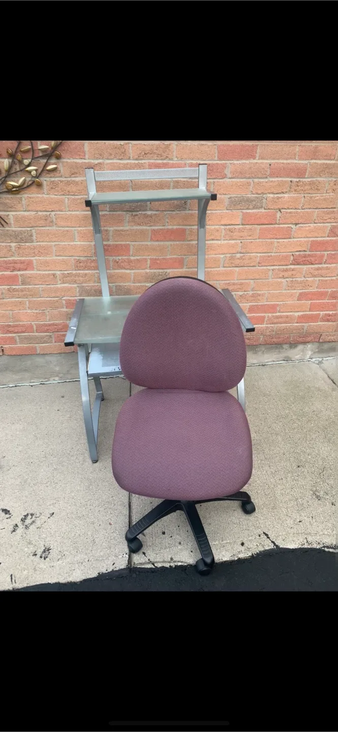 Computer Desk with Sliding Keyboard and Cushion Chair image indicator(7)