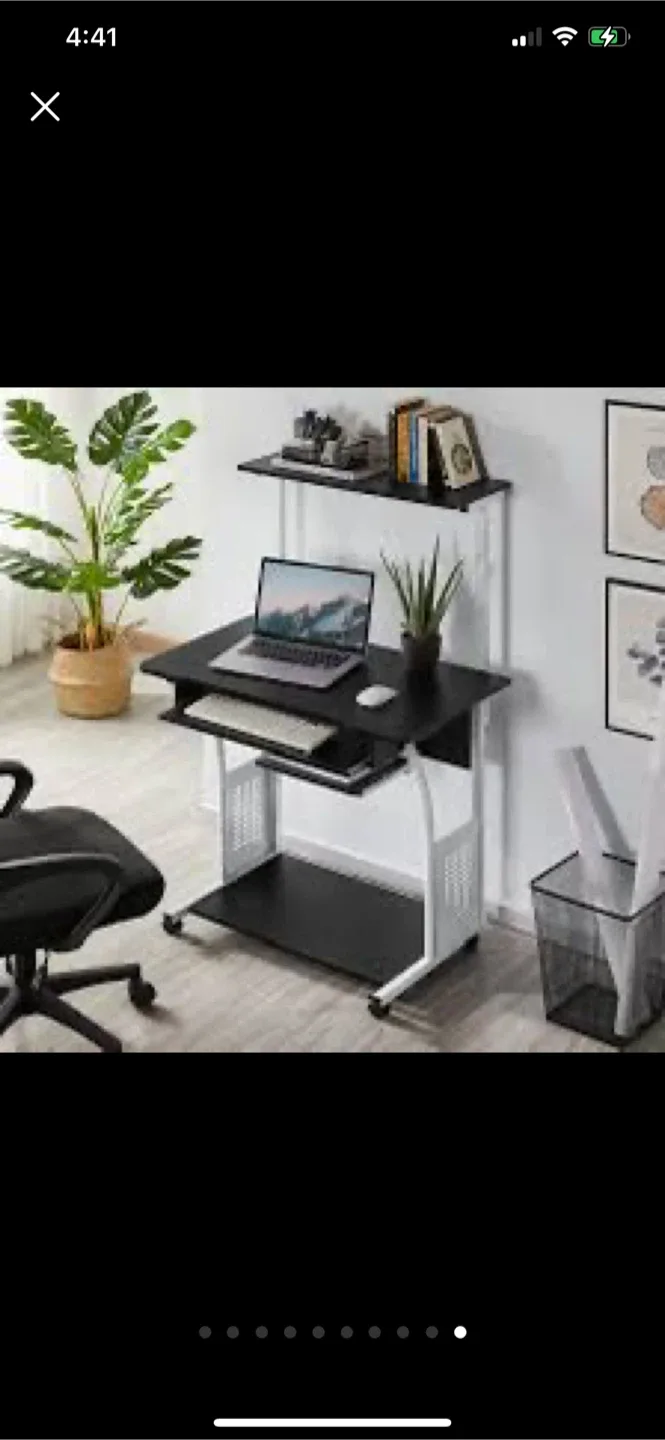 Computer Desk with Sliding Keyboard and Cushion Chair image indicator(10)