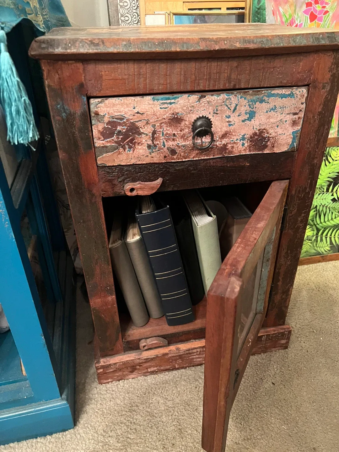 Rustic Wood Nightstand with Drawer & Door image indicator(2)