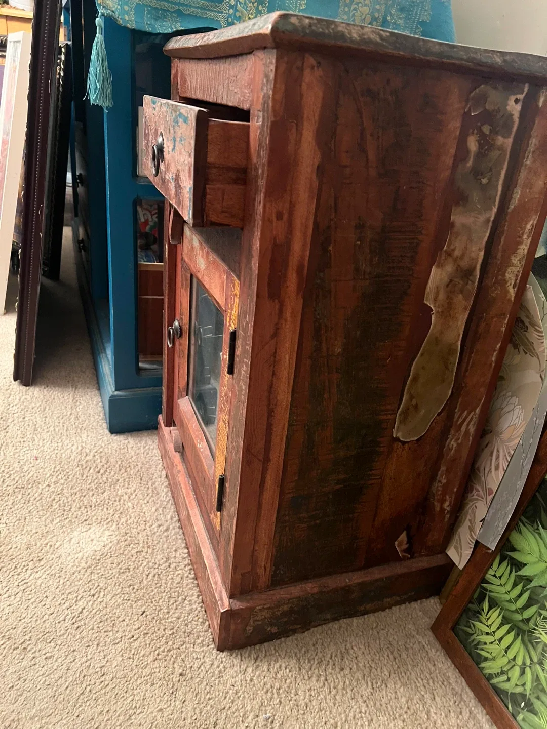 Rustic Wood Nightstand with Drawer & Door image indicator(3)