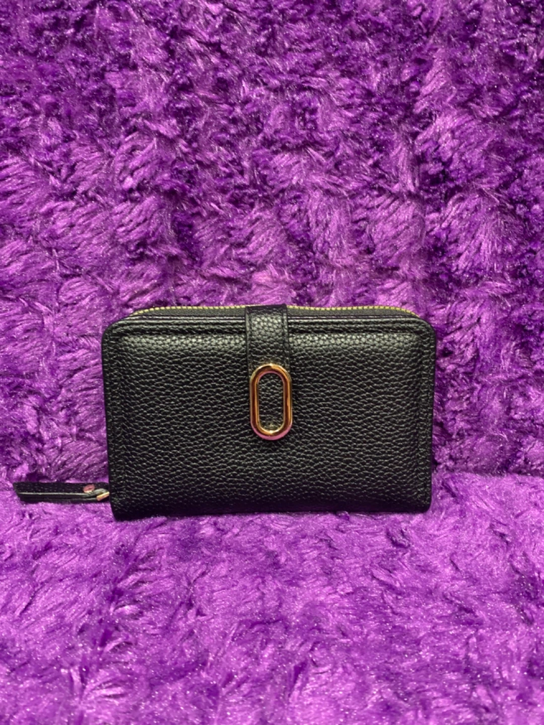 Black Wallet with Gold Hardware