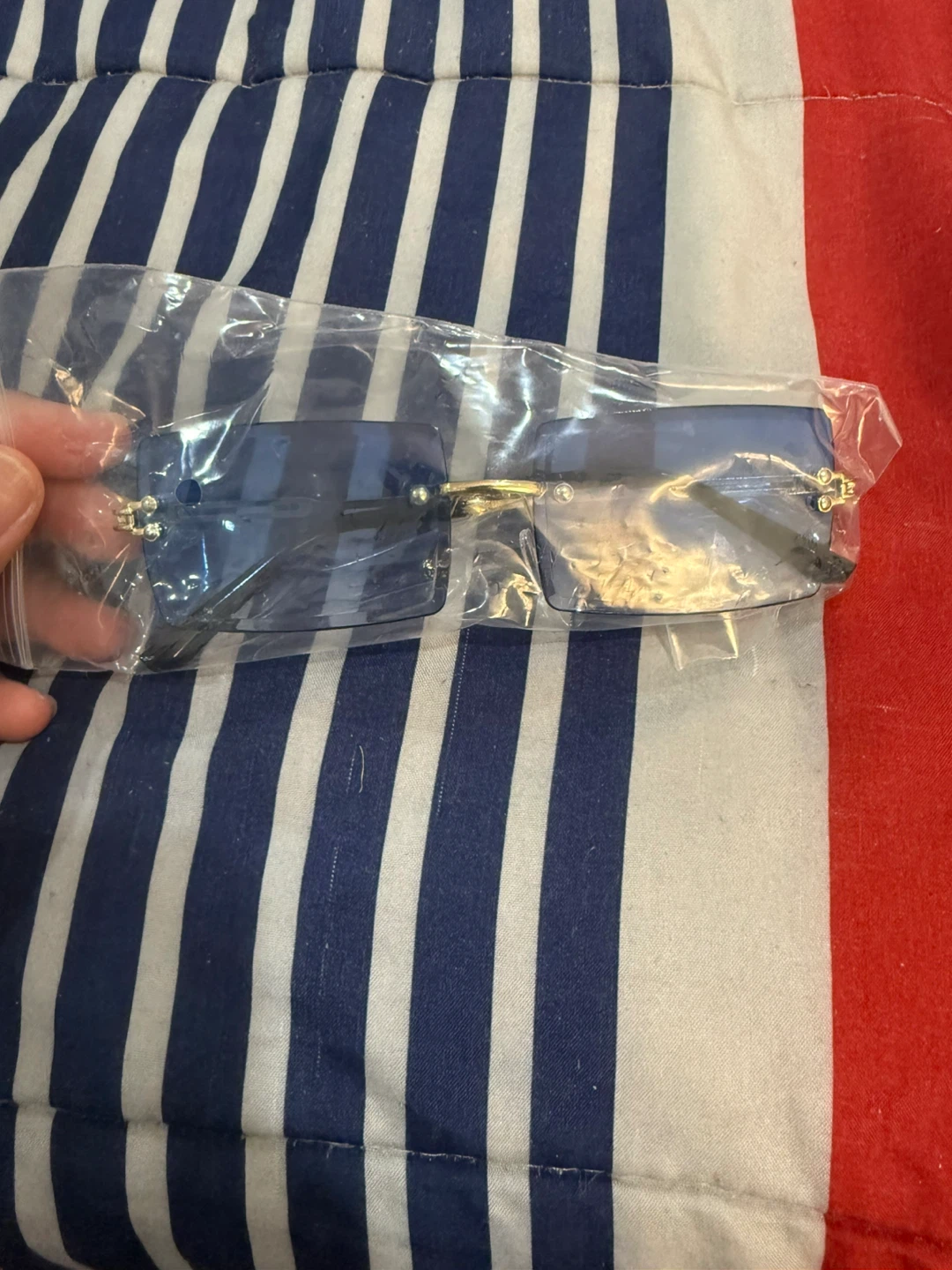 Blue Rimless Sunglasses