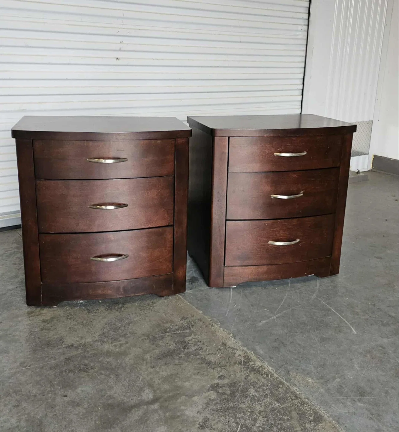 Modern contemporary espresso 3 drawer bedside tables