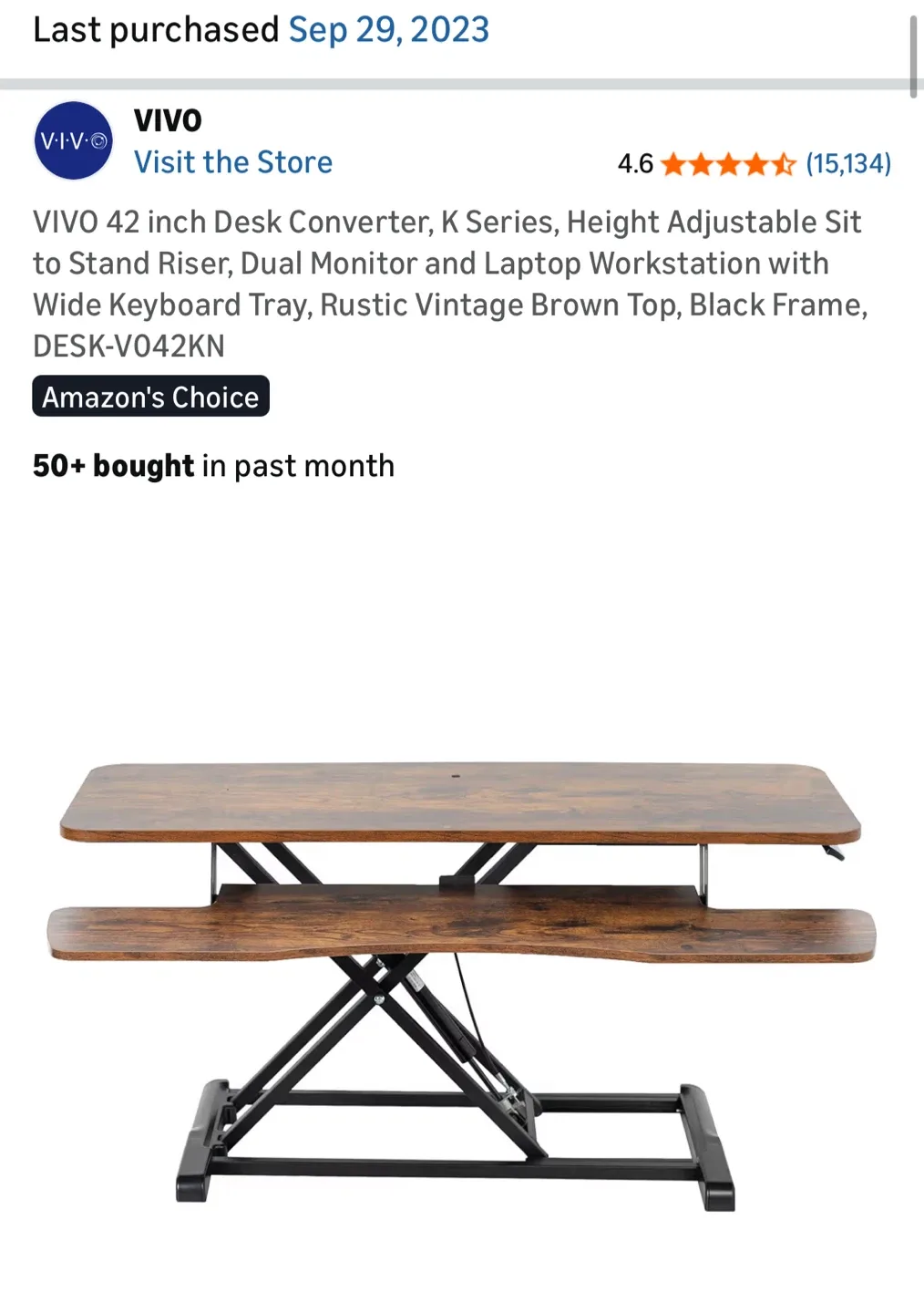 VIVO 42-inch Desk Converter - Rustic Brown image indicator(3)