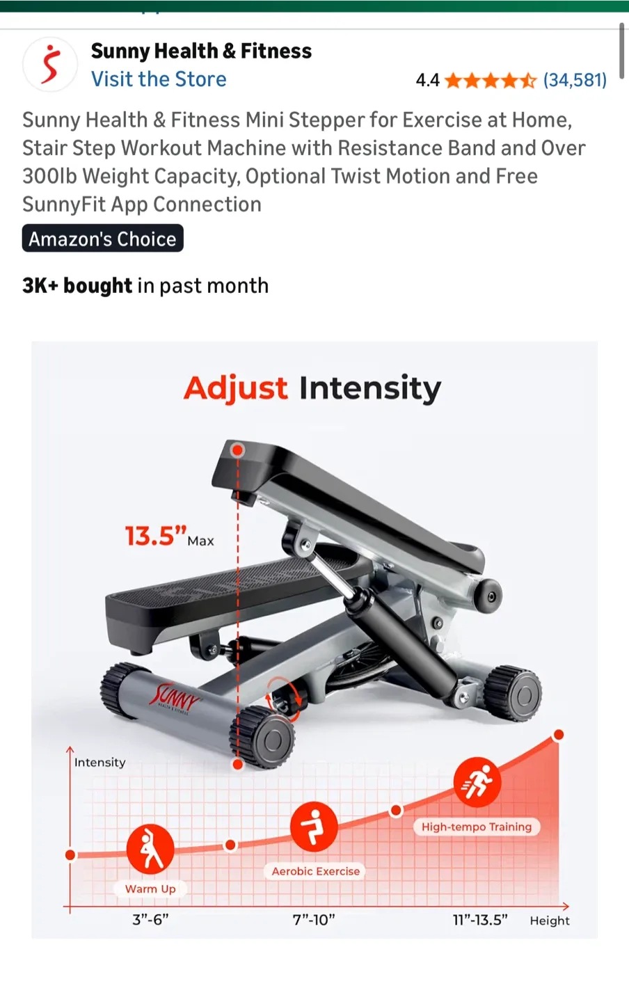 Sunny Health & Fitness Mini Stepper image indicator(3)